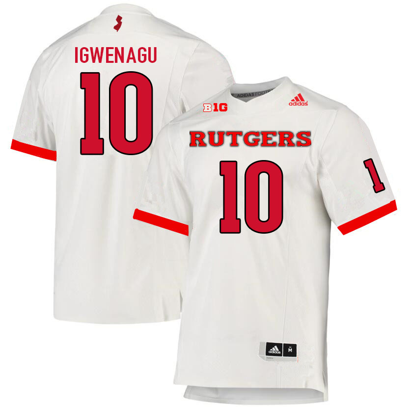 Men #10 Zukudo Igwenagu Rutgers Scarlet Knights College Football Jerseys Sale-White - Click Image to Close